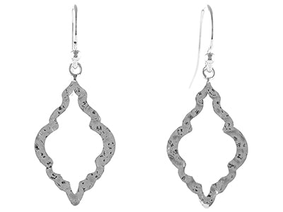 Moroccan dropper earrings - hammered sterling silver