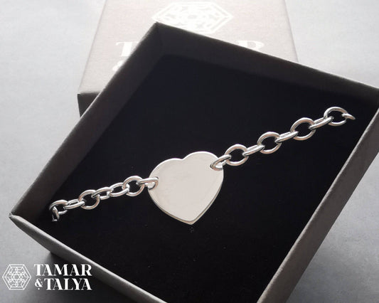 Heart Bracelet in Sterling Silver - Tamar and Talya