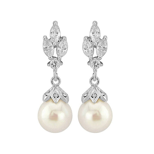 Bridal pearl drop earrings - Tamar and Talya