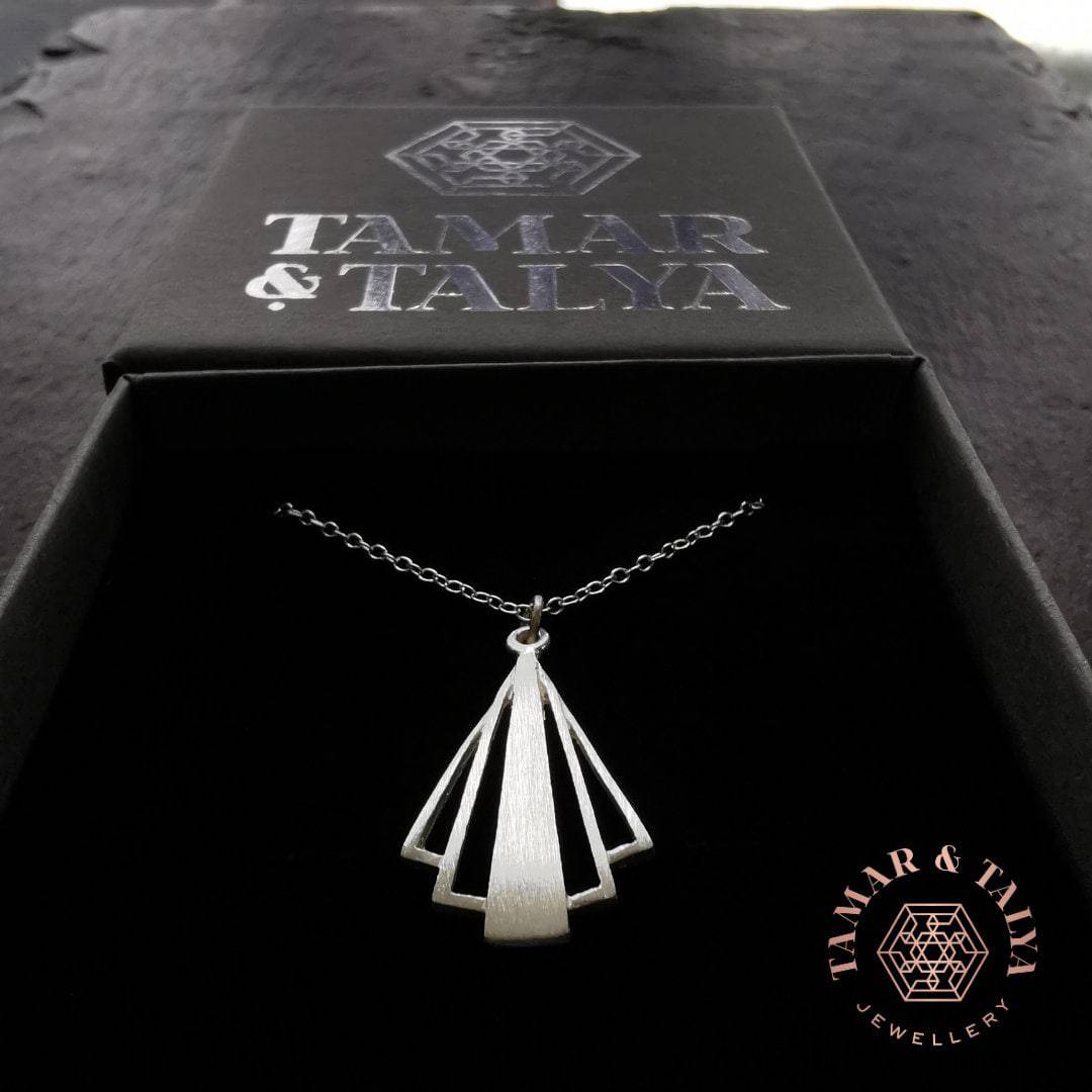 Deco necklace sterling silver art deco pendant  **BEST SELLER** - Tamar and Talya