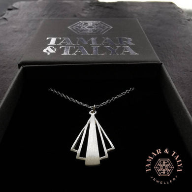 Deco necklace sterling silver art deco pendant - send a gift - Tamar and Talya