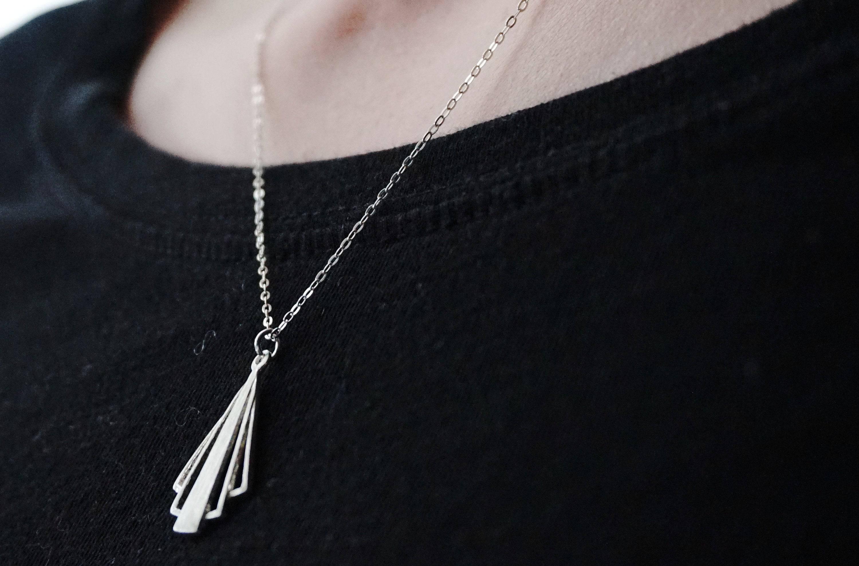 Deco necklace sterling silver art deco pendant - send a gift - Tamar and Talya