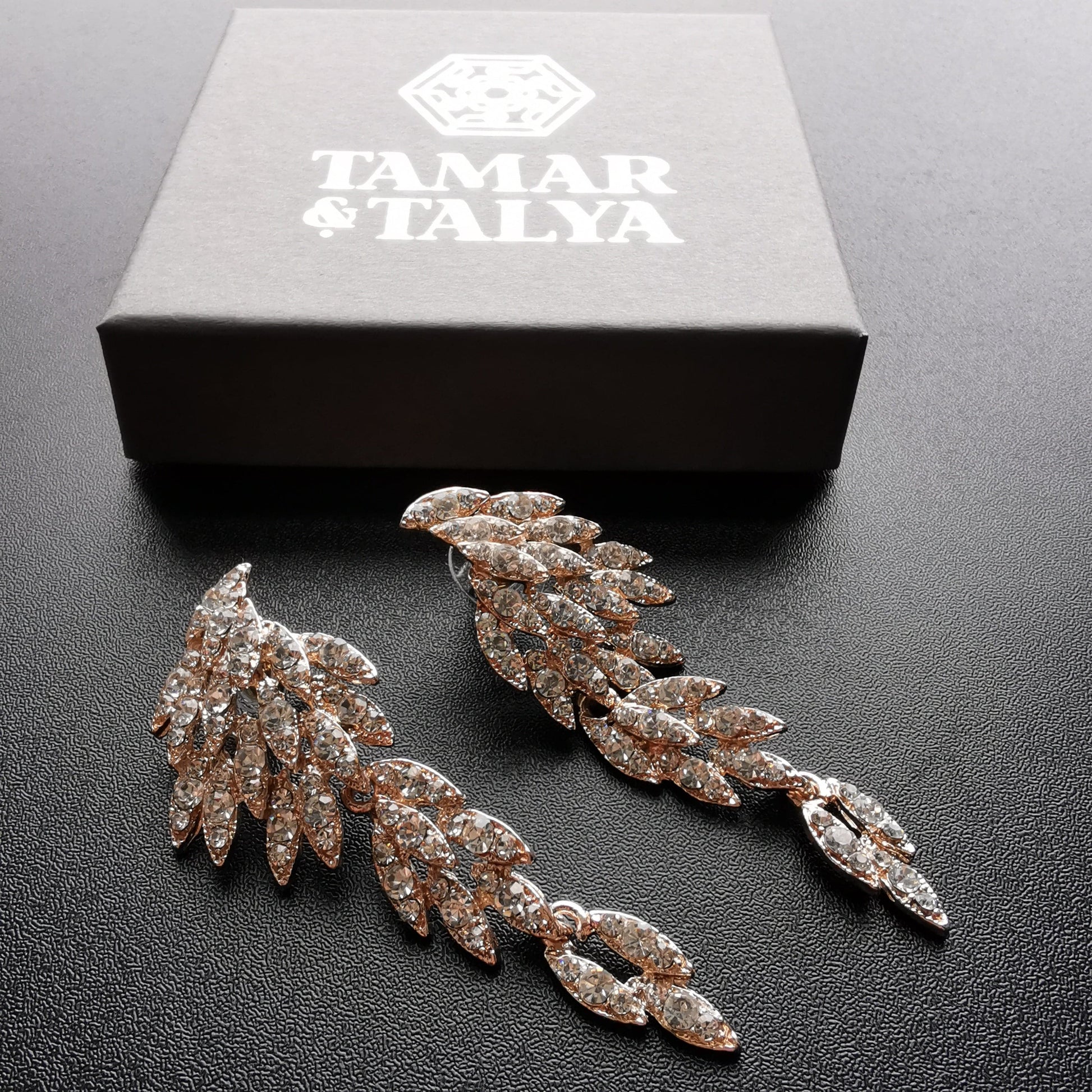 Eagle dangle drop fashion rose gold earrings - Tamar and Talya