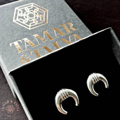Crescent moon bull horn earrings - Tamar and Talya