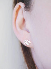 Load image into Gallery viewer, Flower Earrings | Lotus Studs | Sterling Silver - Tamar and Talya
