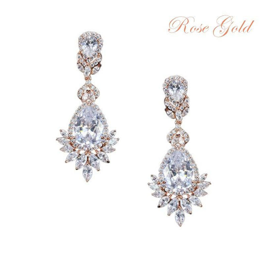 Rose Gold Bridal earrings - Tamar and Talya