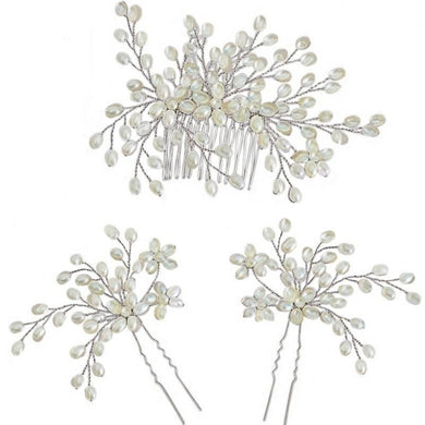 3 piece bridal hair pins - Tamar and Talya