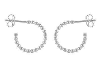 Hoop earrings in sterling silver ball beaded boho earrings - Tamar and Talya