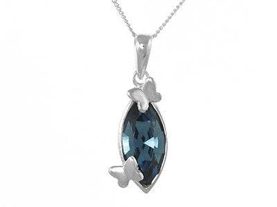 Butterfly blue cz necklace - Tamar and Talya sterling silver 925 cubic zirconia swarovski necklace gift wrapped gift message sed a gift for her christmas party necklace