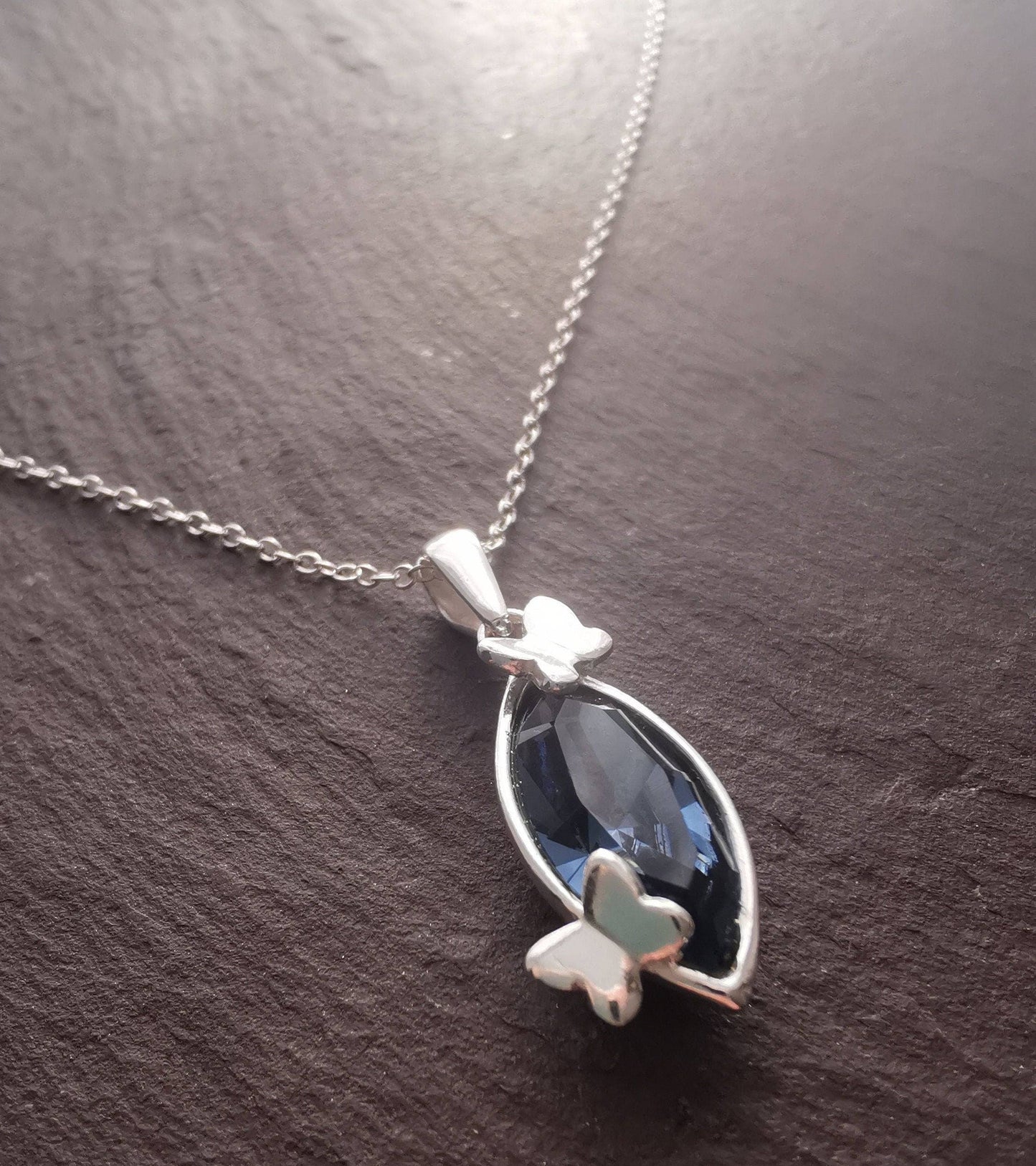 Butterfly blue cz necklace - Tamar and Talya
