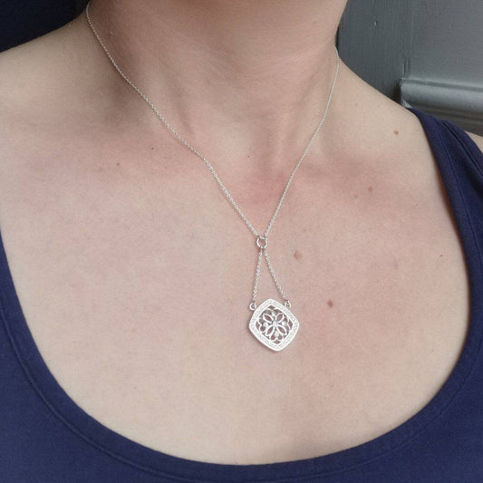 Long cz necklace in sterling silver - Tamar and Talya