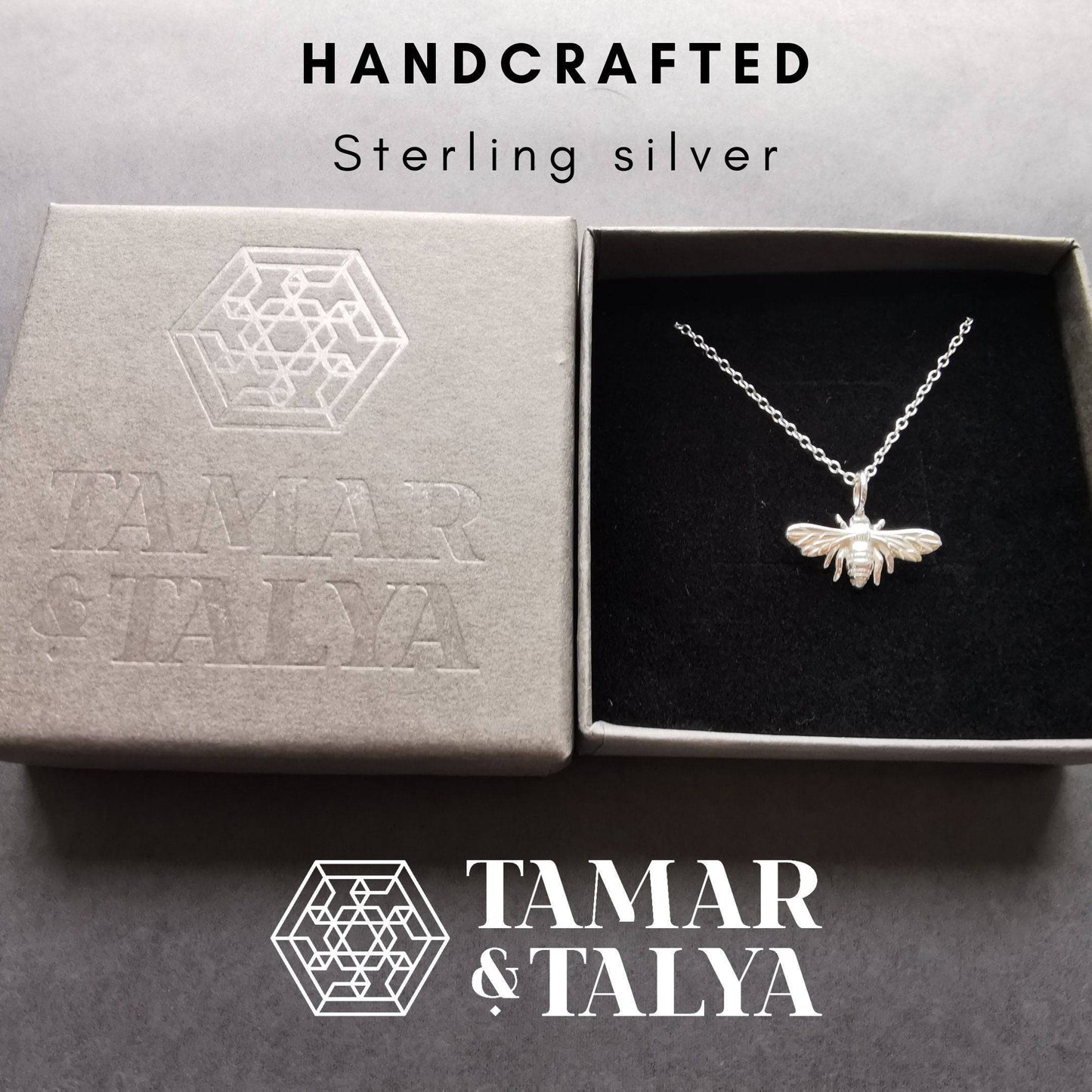 Sterling Silver Bee Studs & Necklace - Tamar and Talya