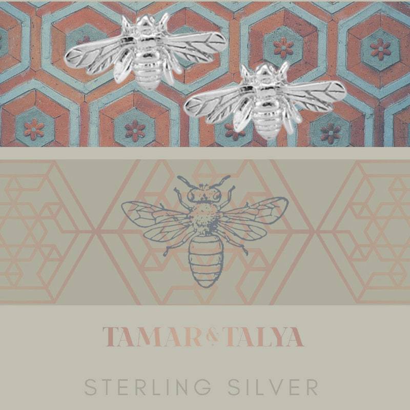 Sterling Silver Bee Studs & Necklace - Tamar and Talya