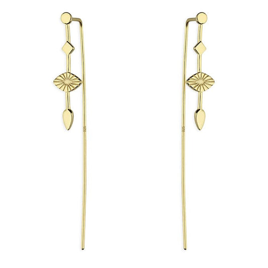 All seeing eye - Gold pull through earrings - Tamar and Talya