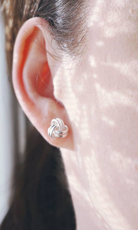 Celtic Earrings In Sterling Silver 925 - Tamar and Talya celtic knot studs handcrafted in the UK triple strand love knot studs