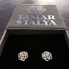 Load image into Gallery viewer, celtic knot earrings, sterling silver celtic knot studs, Icovellavna earrings, christian earrings, eternity friendship, love earrings, - Tamar and Talya
